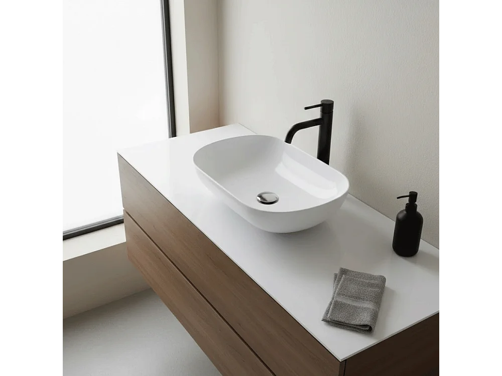 Vasque à poser design en marbre de synthèse SIENA 54 x 34 cm