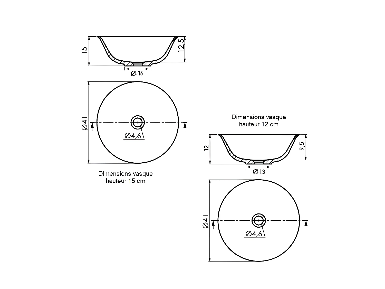 Aufsatzwaschbecken aus kultiviertem Marmor BOL Ø41 x 12cm