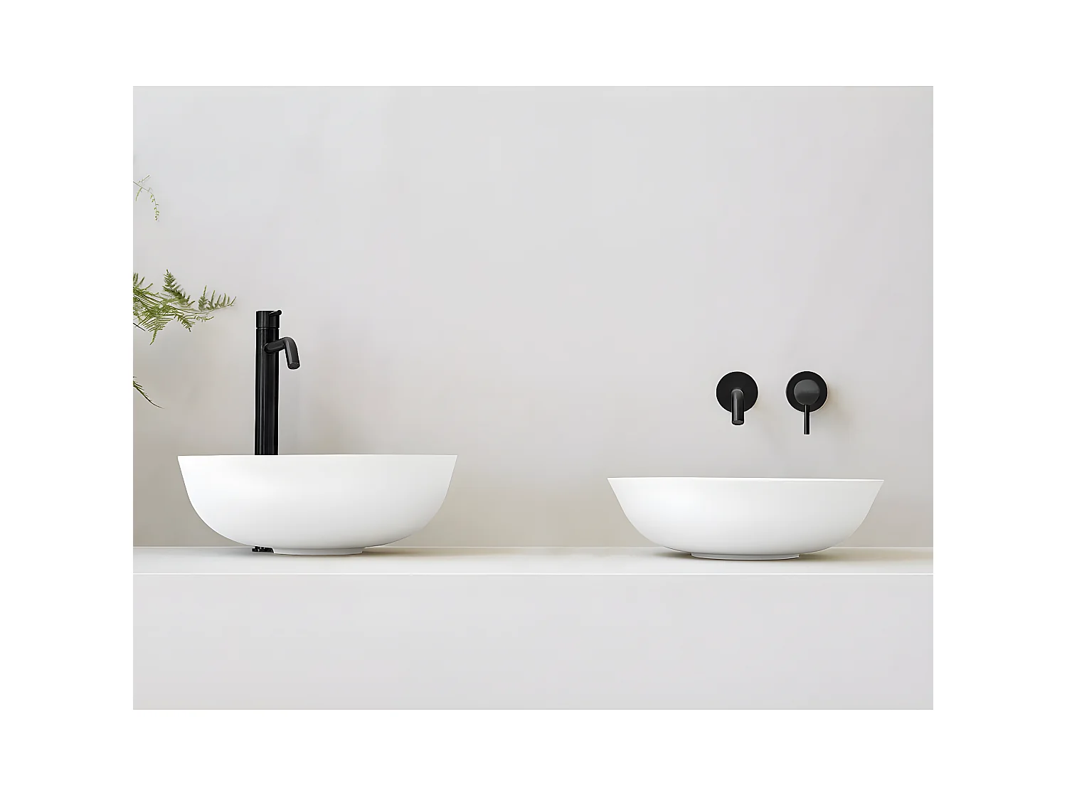 Lavabo blanco mate sobre encimera redondo BOL Ø41cm marmol cultivado  Ø41x12h