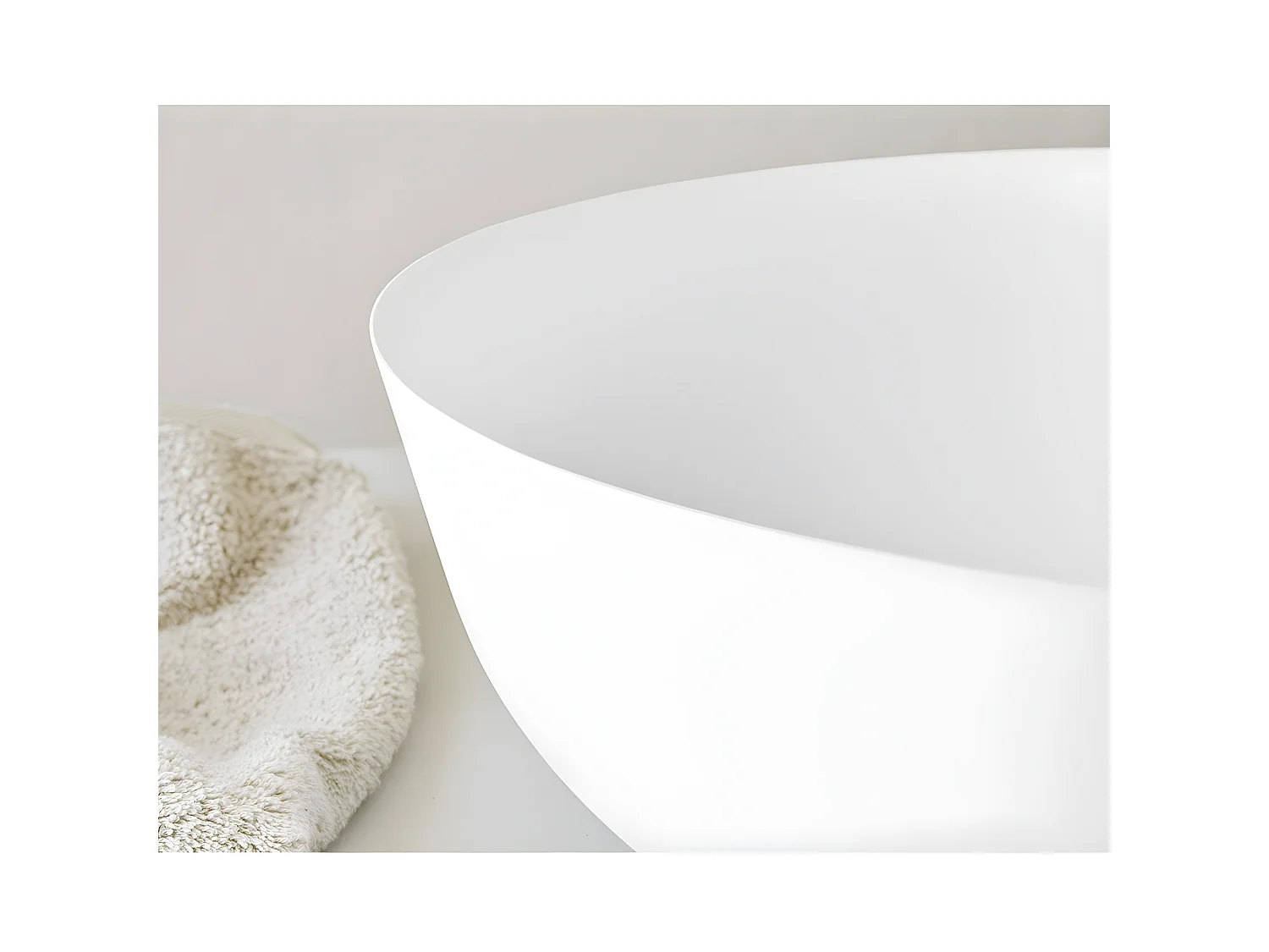 Lavabo blanco mate sobre encimera redondo BOL Ø41cm marmol cultivado  Ø41x12h