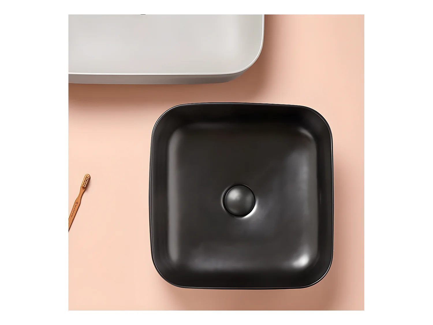 Lavabo sobre encimera rectangular en cerámica CATANIA negro  50 x 40 cm