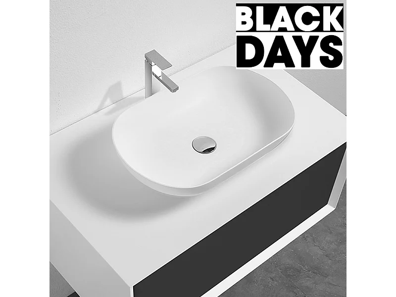 Aufsatzwaschbecken aus Gussmarmor oval PALIO mattweiß