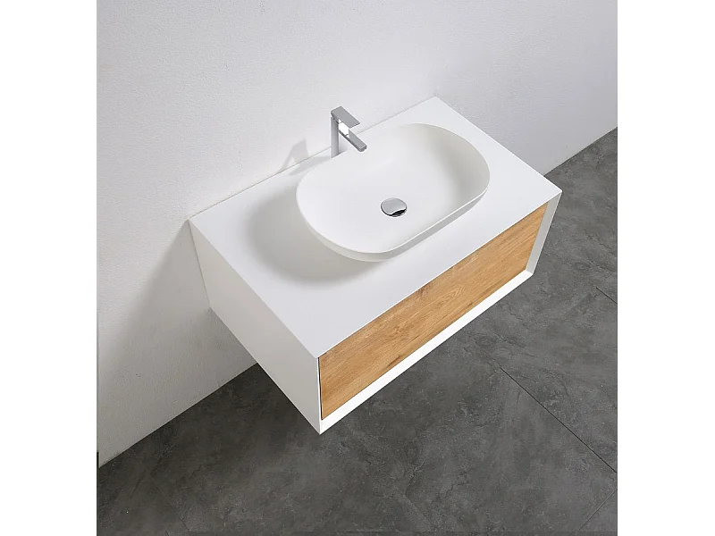 Vasque à poser en pierre de synthèse PALIO blanc mat 54 x 34 cm