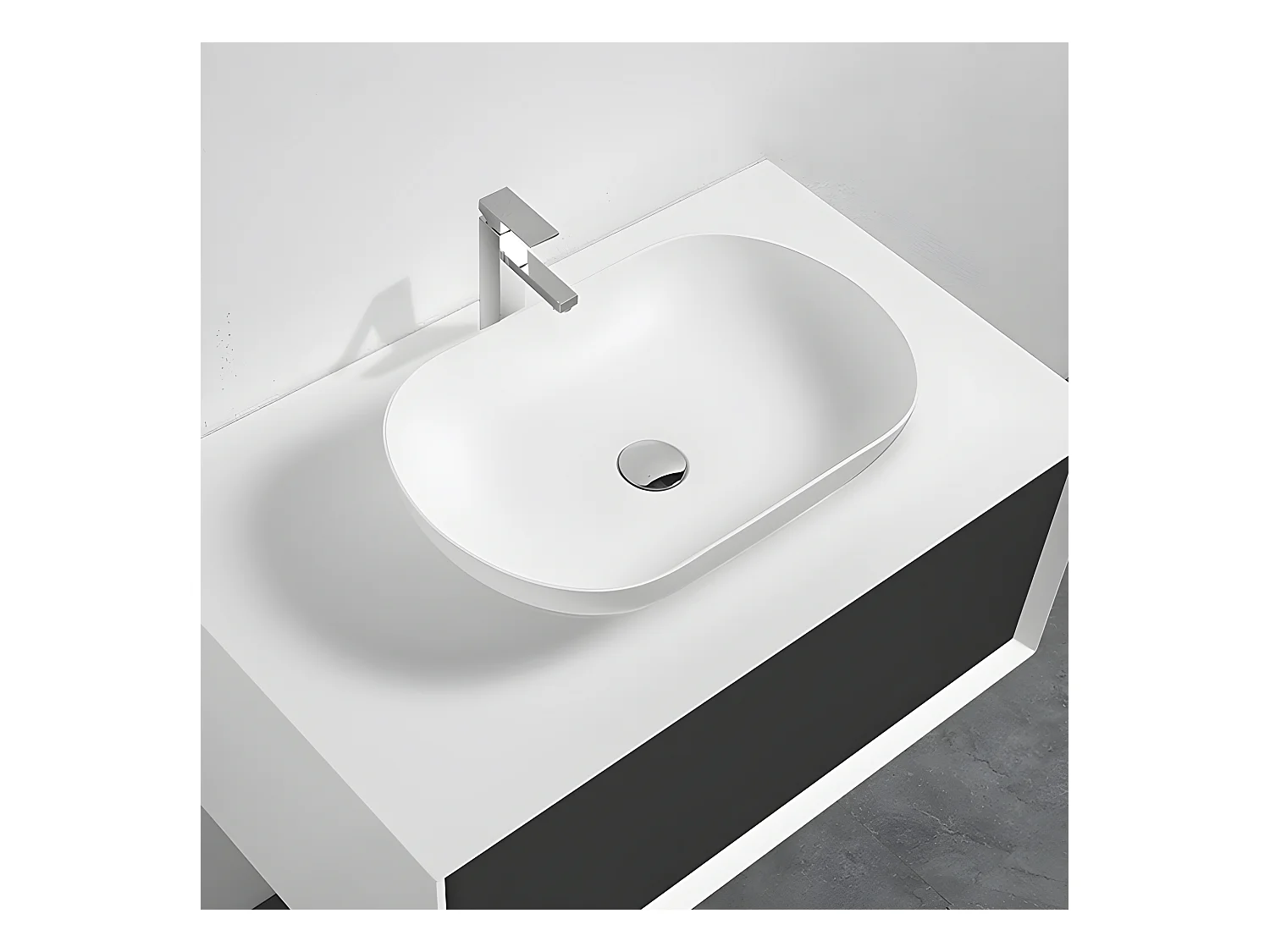 Aufsatzwaschbecken aus Gussmarmor oval PALIO mattweiß