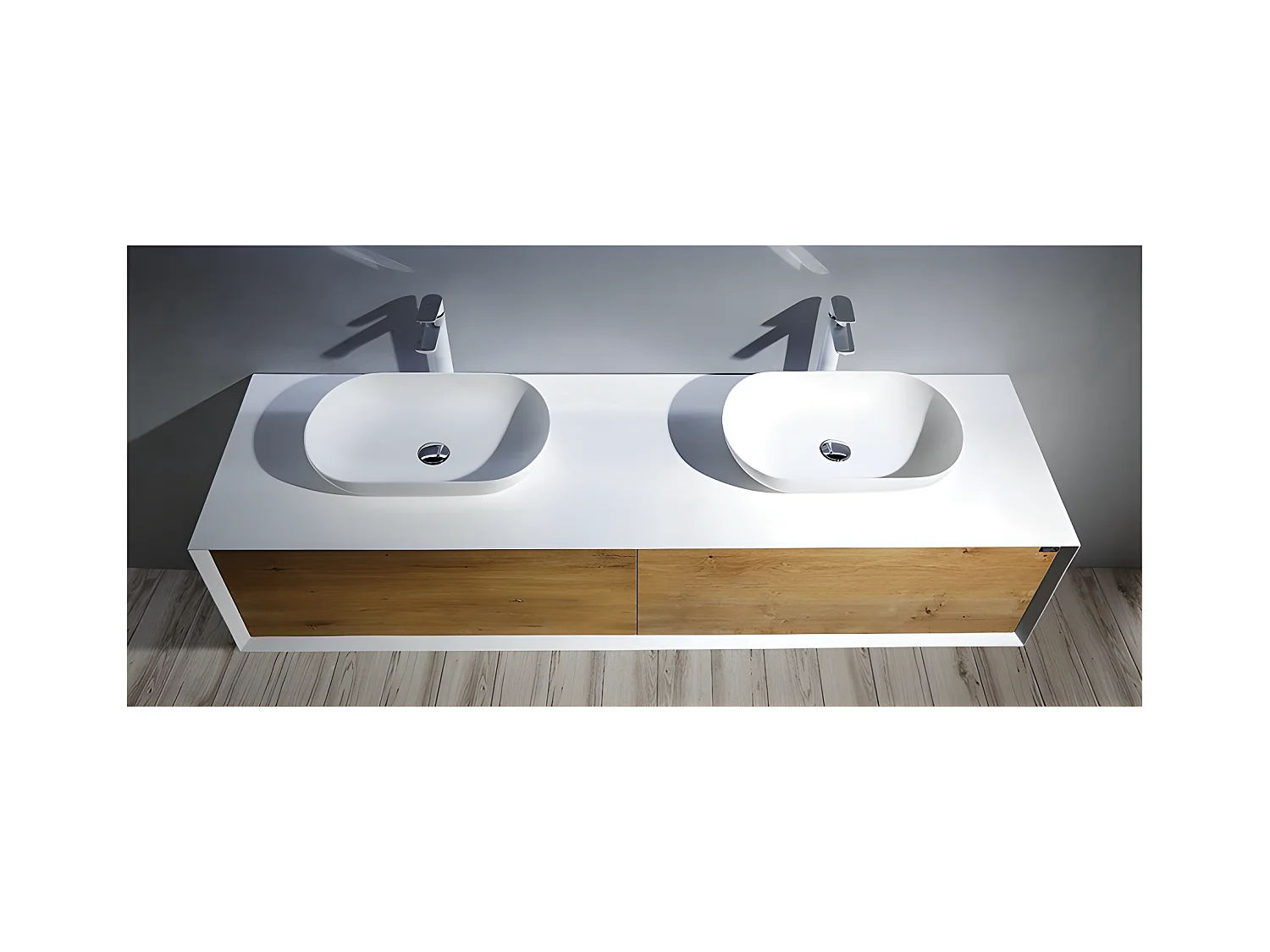 Aufsatzwaschbecken aus Gussmarmor oval PALIO mattweiß