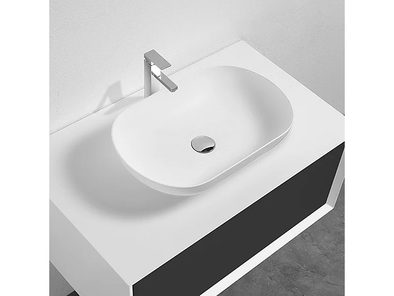 Aufsatzwaschbecken aus Gussmarmor oval PALIO mattweiß