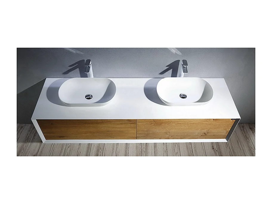 Aufsatzwaschbecken aus Gussmarmor oval PALIO mattweiß