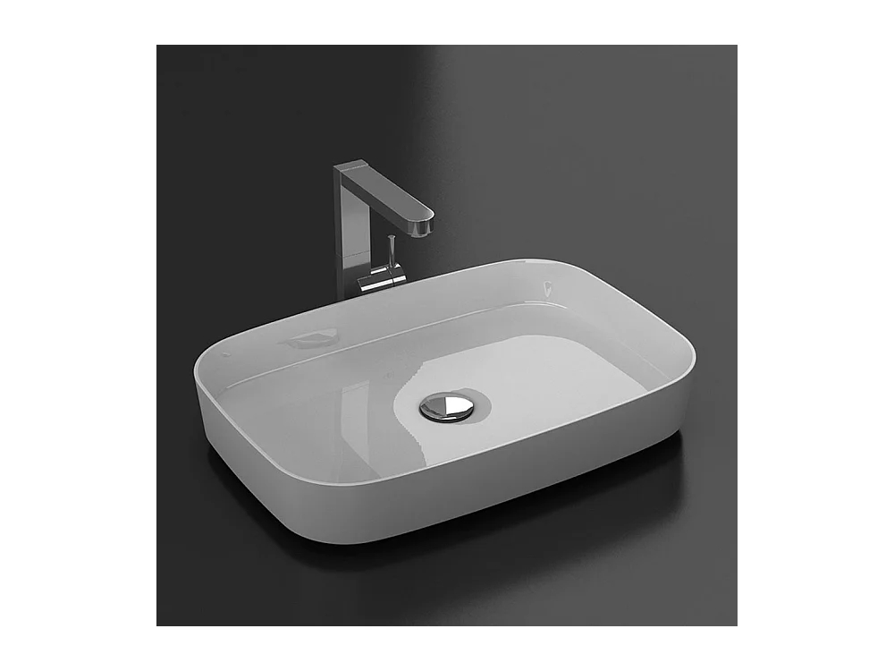 Lavabo blanco brillante sobre encimera SIENA de mármol cultivado