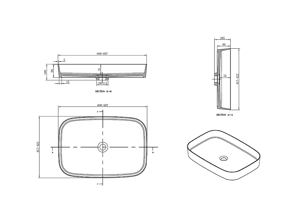 Lavabo blanco brillante sobre encimera SIENA de mármol cultivado