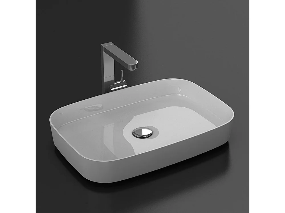 Lavabo blanco brillante sobre encimera SIENA de mármol cultivado