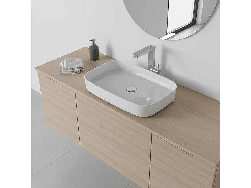 Vasque à poser rectangulaire en marbre de synthèse SIENA 60 x 42 cm