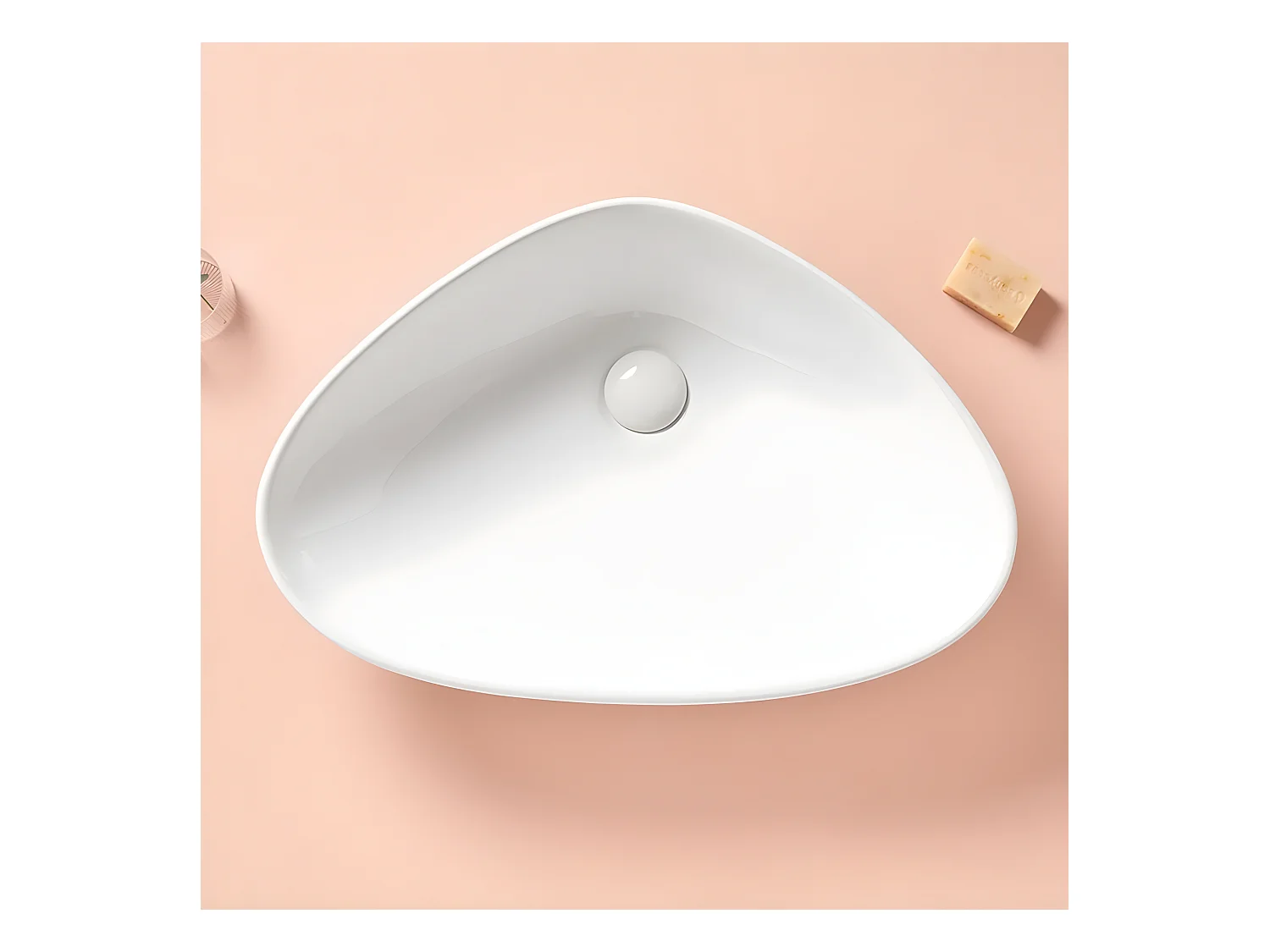 Lavabo blanco brillante sobre encimera cerámico BERGAMO 59 x 39 cm