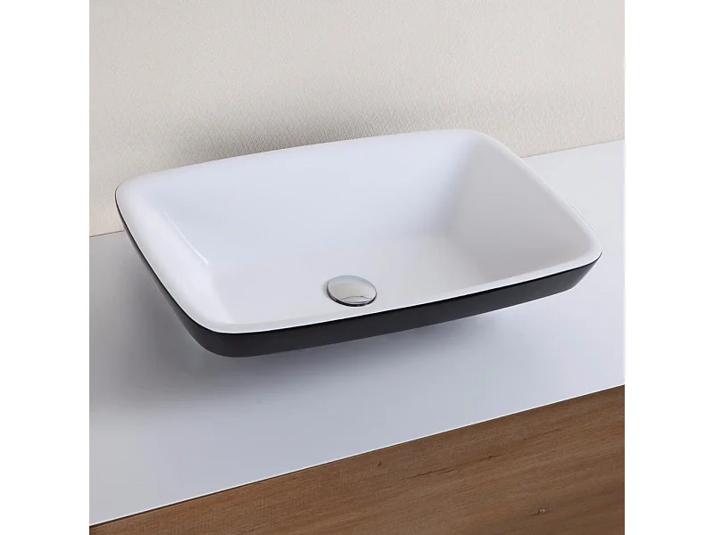 Vasque à poser noir et blanc en marbre de synthèse SIENA 60 x 42 cm