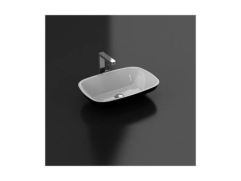 Vasque à poser noir et blanc en marbre de synthèse SIENA 60 x 42 cm