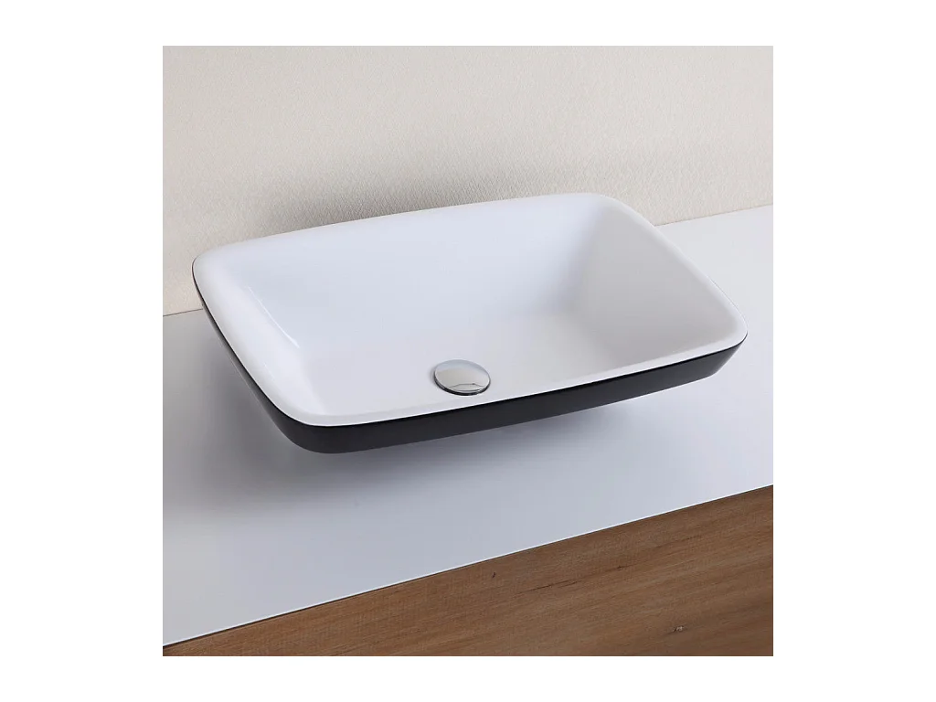 Vasque à poser noir et blanc en marbre de synthèse SIENA 60 x 42 cm