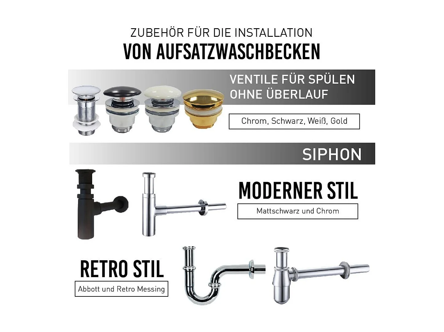 Aufsatzwaschbecken aus Gussmarmor rechteckig SIENA schwarz/weiß