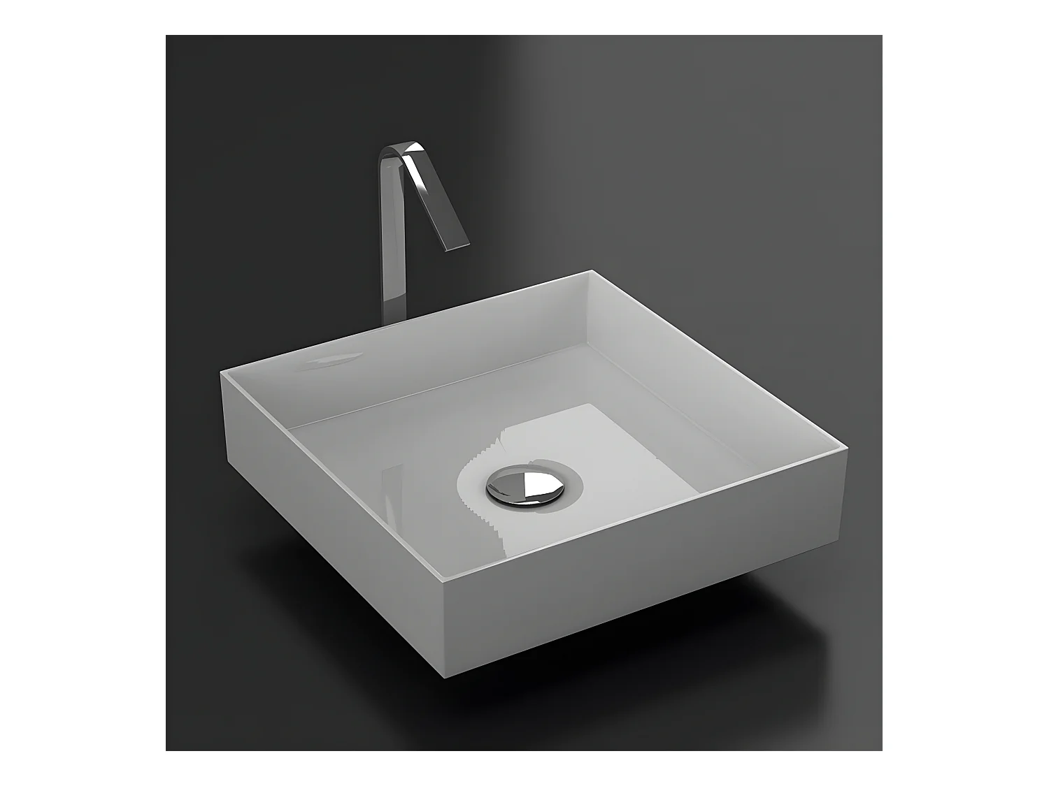 Aufsatzwaschbecken aus Gussmarmor quadratisch SIENA