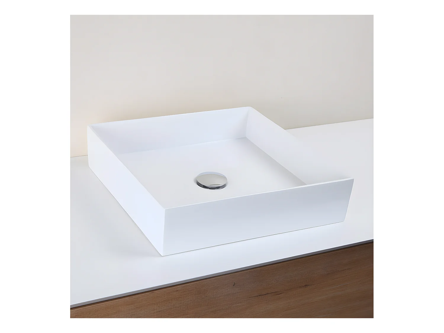 Aufsatzwaschbecken aus Gussmarmor quadratisch SIENA