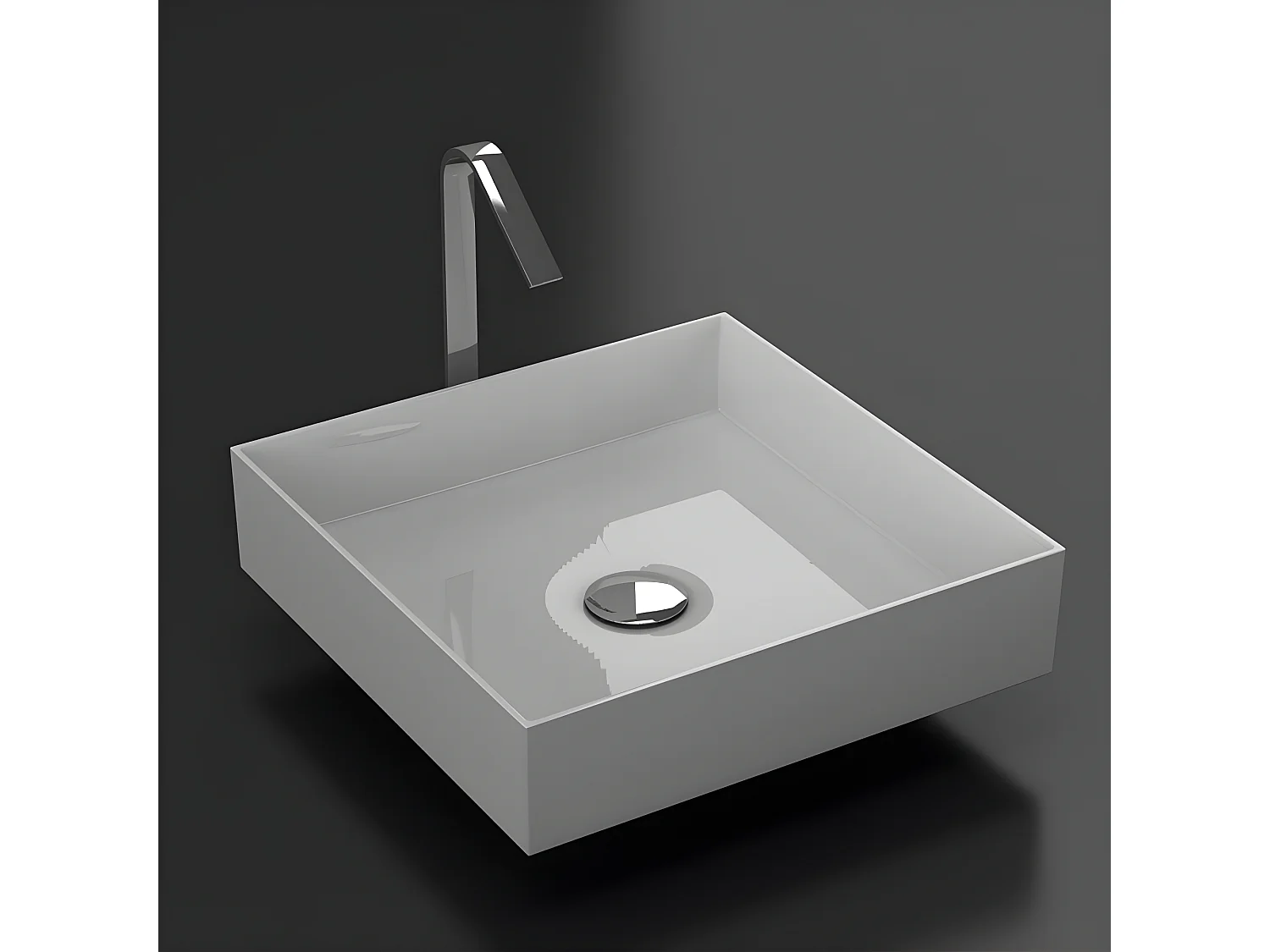 Vasque à poser carrée en marbre de synthèse SIENA 42 x 42 cm