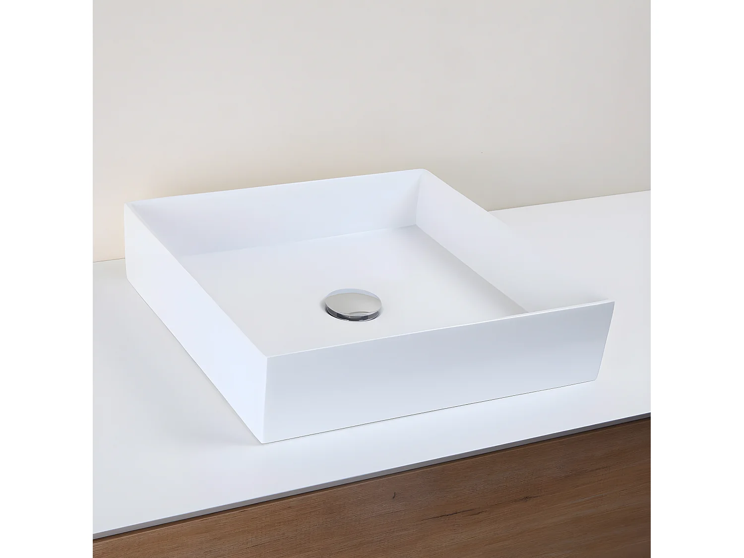 Vasque à poser carrée en marbre de synthèse SIENA 42 x 42 cm