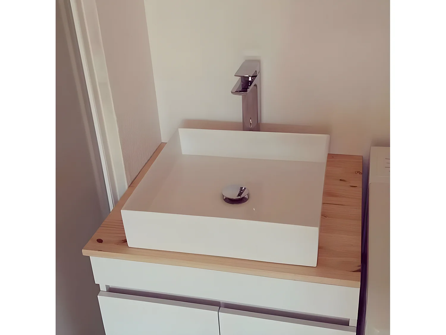 Vasque à poser carrée en marbre de synthèse SIENA 42 x 42 cm