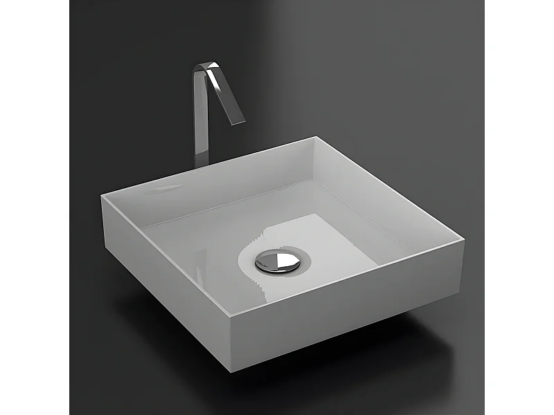 Aufsatzwaschbecken aus Gussmarmor quadratisch SIENA