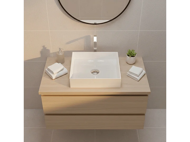 Aufsatzwaschbecken aus Gussmarmor quadratisch SIENA