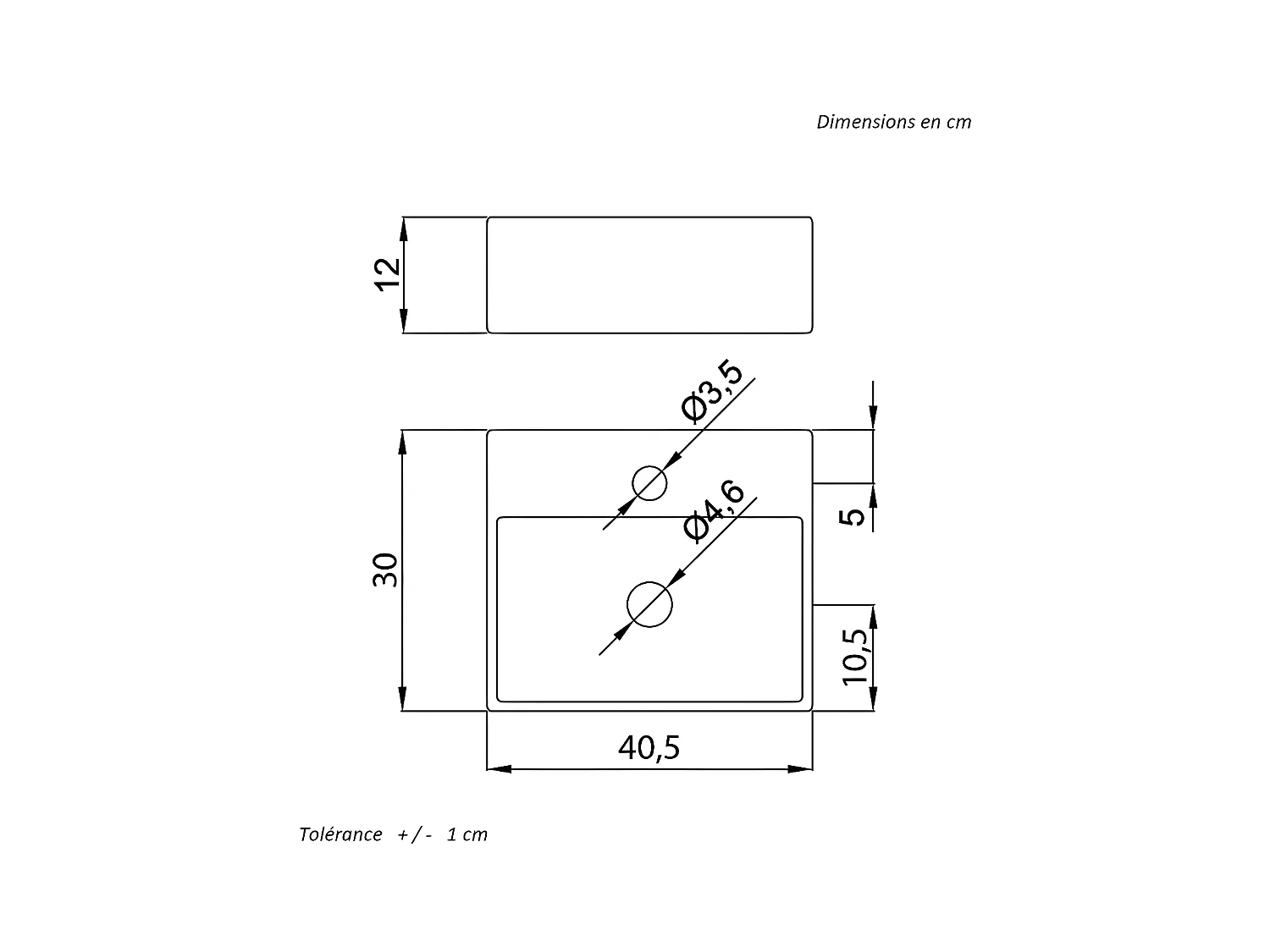 Lavabo blanco brillante sobre encimera ceramico COSENZA 40,5 x 30 cm