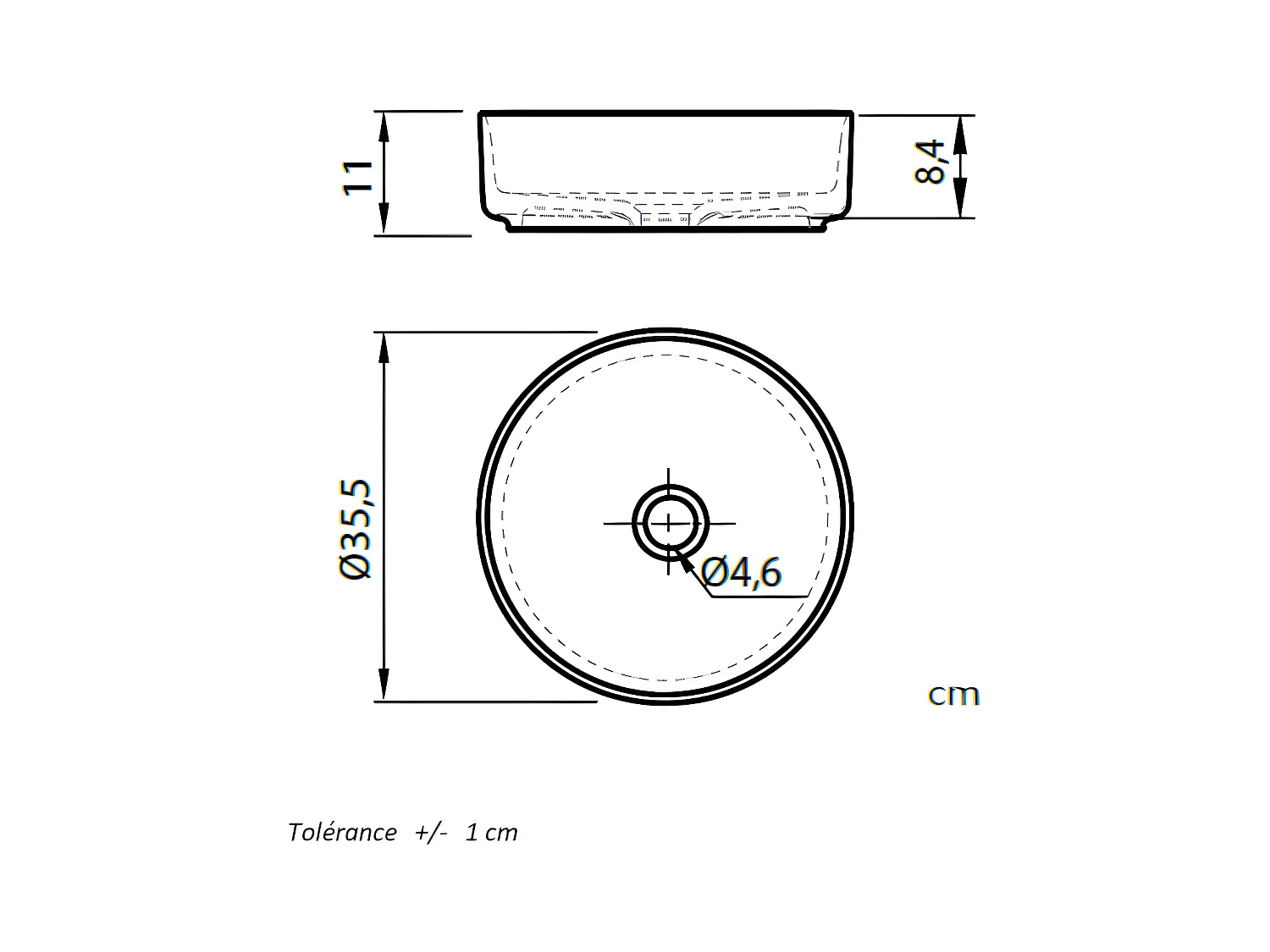 Vasque à poser ronde en céramique MARSALA Ø35.5 cm Blanc mat