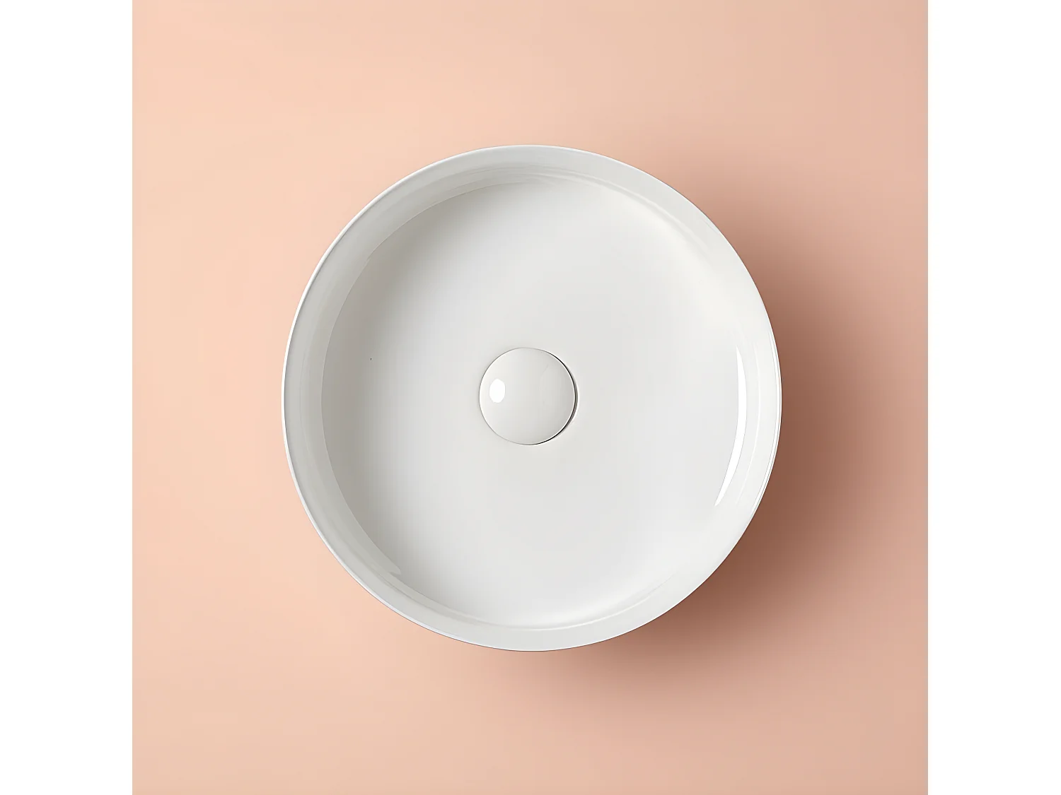 Lavabo sobre encimera redondo en cerámica MARSALA blanco  Ø35.5 cm Blanco mate