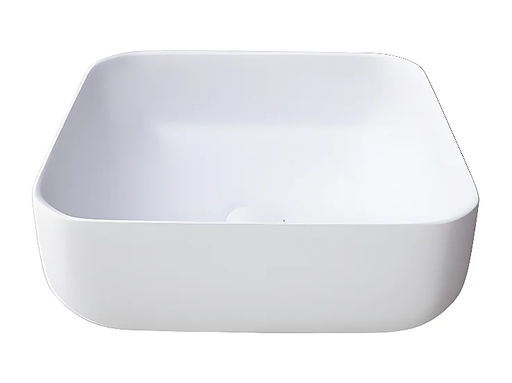 Lavabo sobre encimera rectangular en cerámica CATANIA blanco  50 x 40 cm Blanco mate