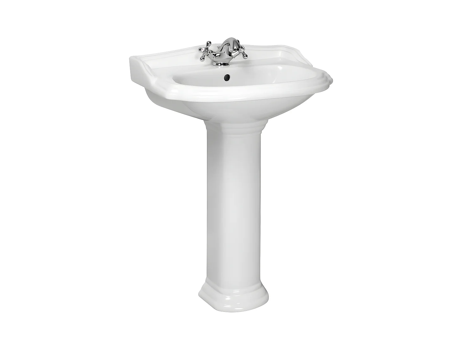 Lavabo rétro sur colonne ABERY 58 cm en céramique