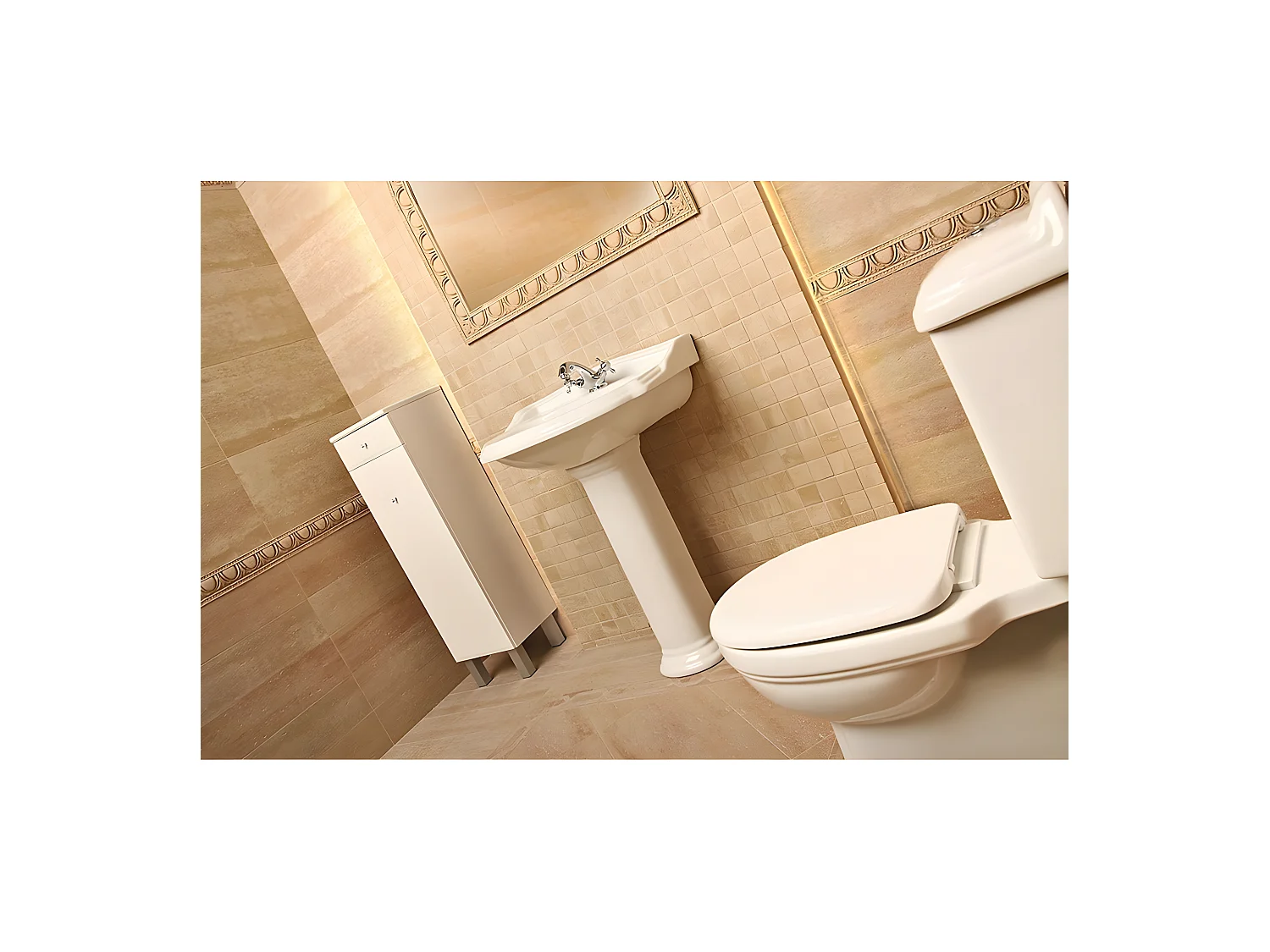 Lavabo rétro sur colonne ABERY 58 cm en céramique