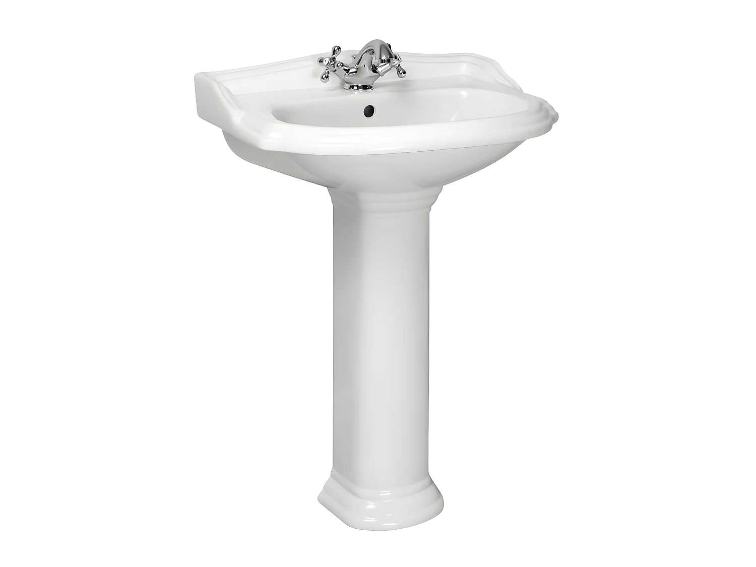 Klassisches Stand-Waschbecken mit Sockel Keramik ABERY 58 cm