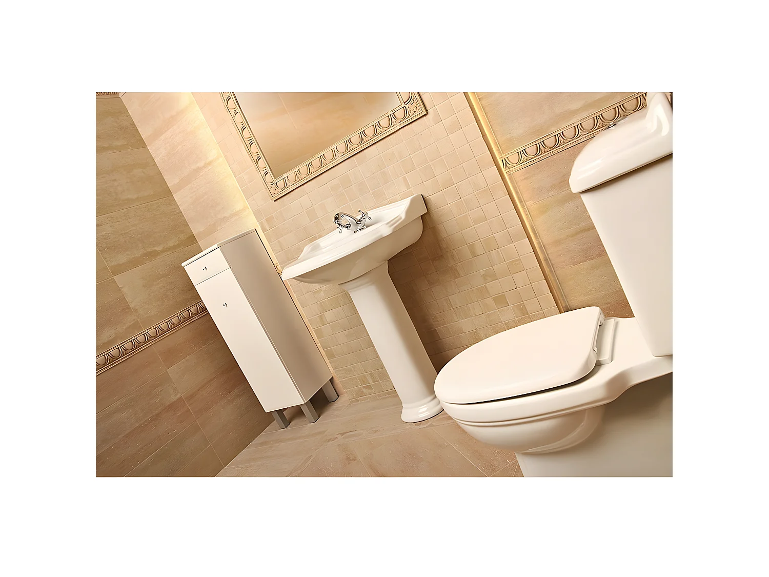 Klassisches Stand-Waschbecken mit Sockel Keramik ABERY 58 cm