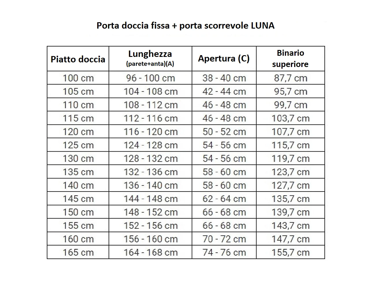 Porta doccia fissa + porta scorrevole LUNA telaio nero opaco vetro affumicato 145 cm