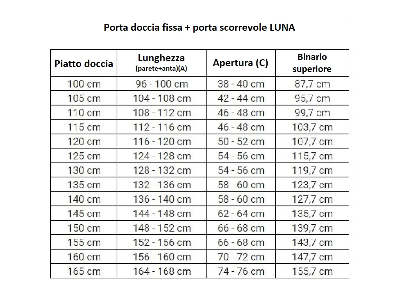 Porta doccia fissa + porta scorrevole LUNA telaio nero opaco vetro affumicato 155 cm