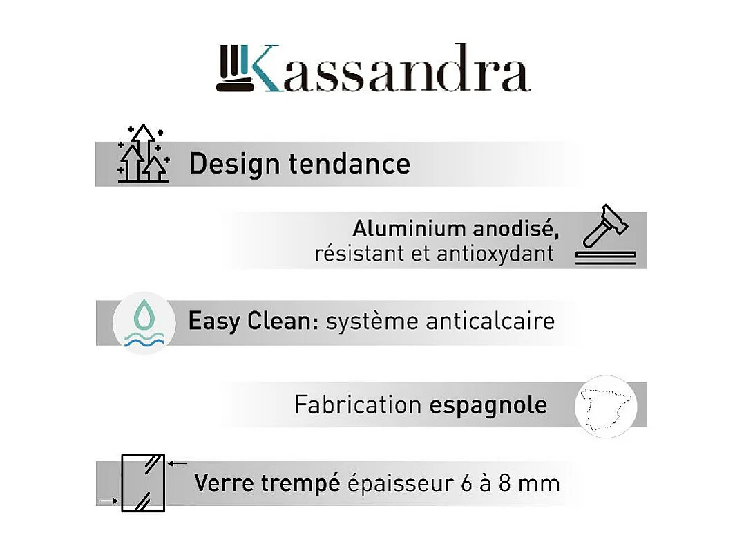 Paroi de douche fixe + Porte coulissante LUNA profil noir mat verre fumé 140 cm Sans paroi latérale