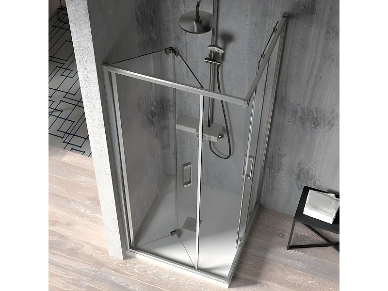 Angular de ducha Puerta Plegable 70 cm + Puerta Corredera 70 cm S300