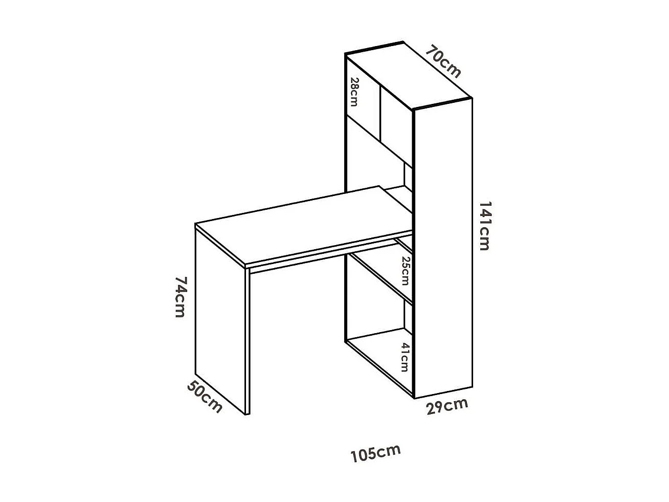 Escritorio Flexo con estante + armario blanco/natural 141x105x70 cm