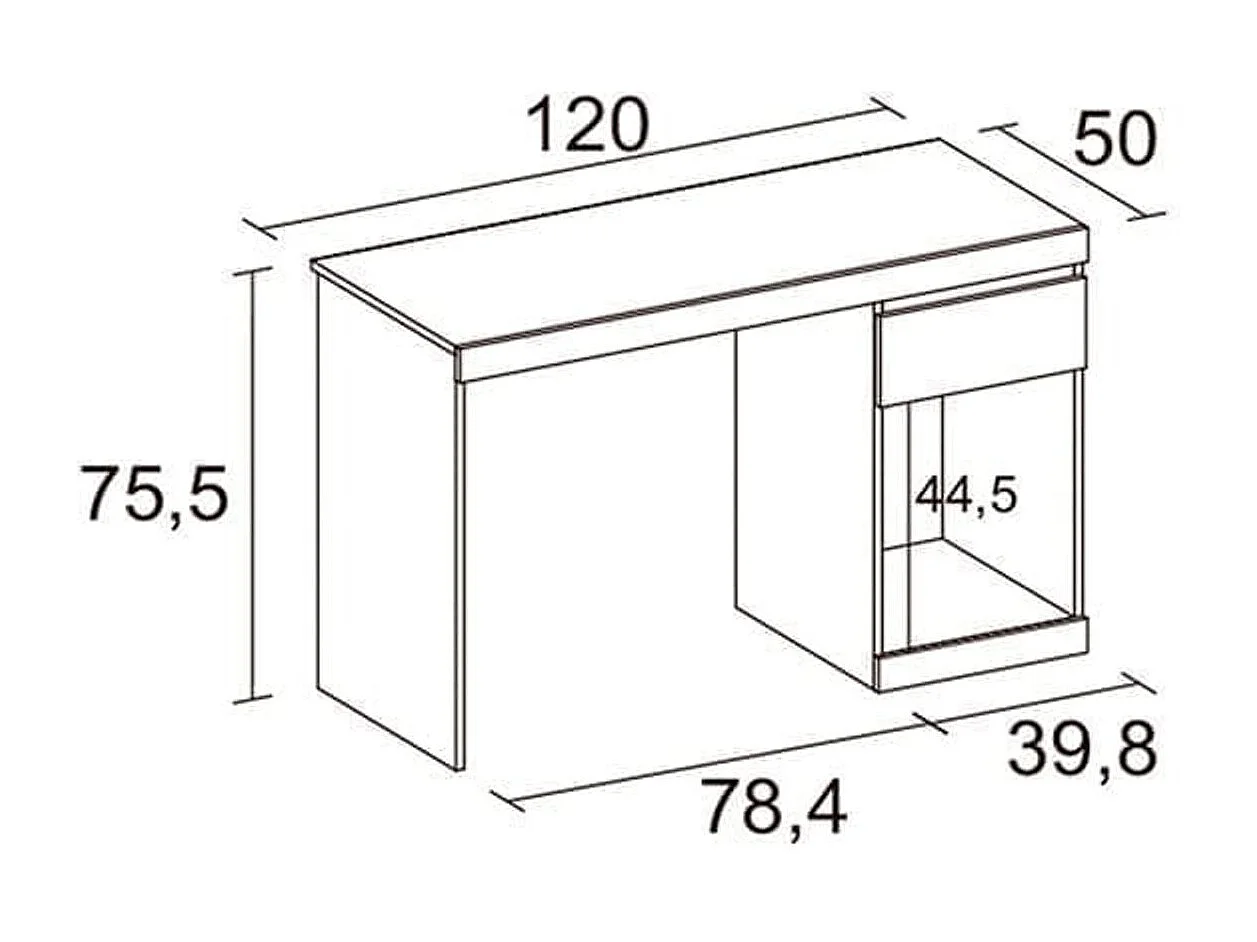 Mesa escritorio BORO  color blanco mate 120x50x75,5 cm