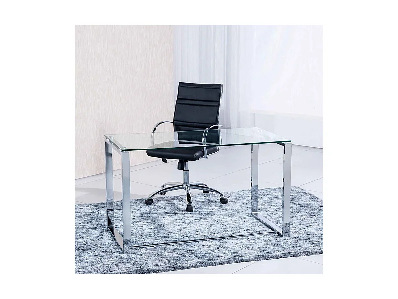 Mesa de estudio Benetto 120 cristal translúcido patas cromadas 73x120x60 cm Adec