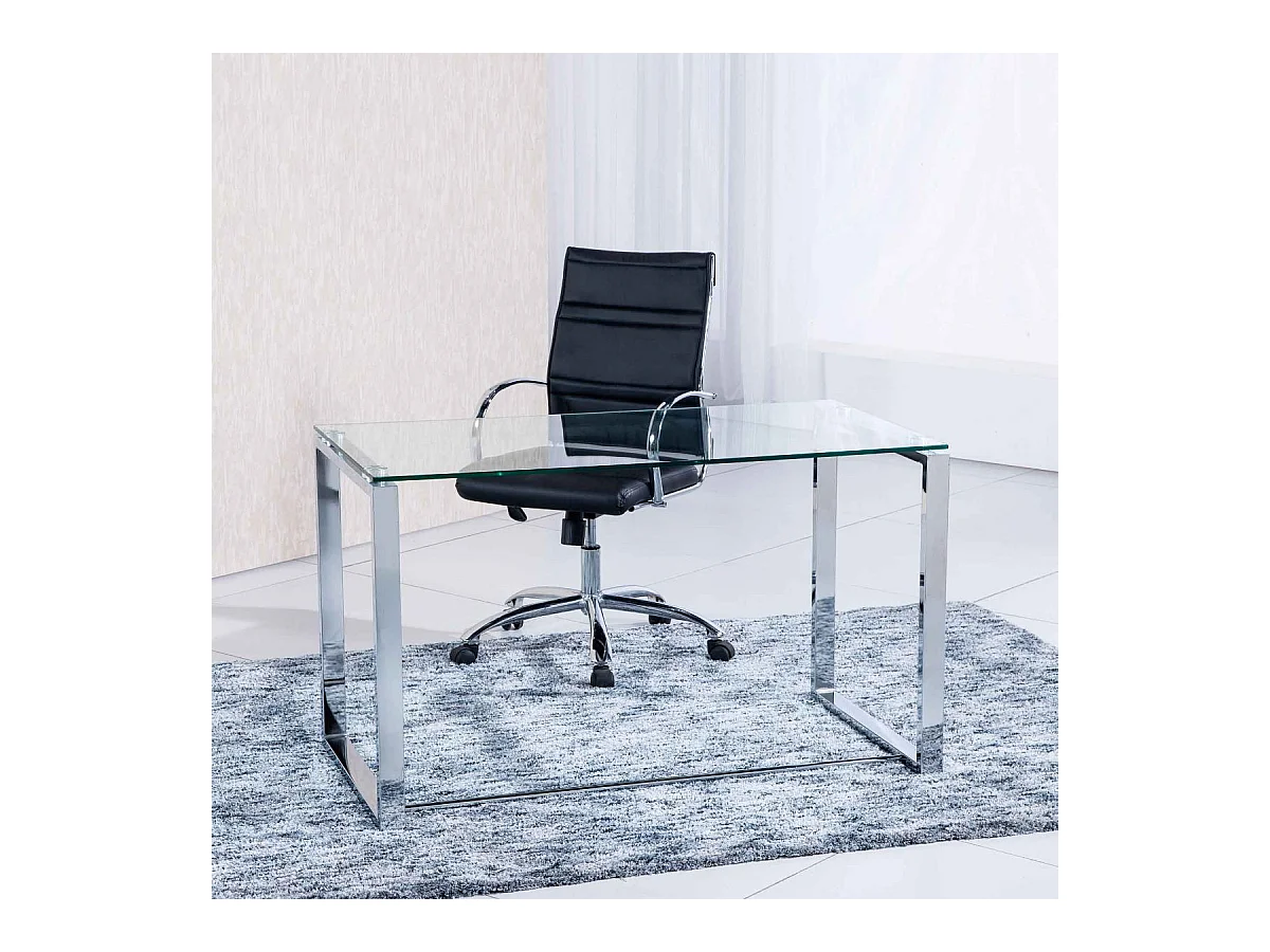 Mesa de estudio Benetto 120 cristal translúcido patas cromadas 73x120x60 cm Adec