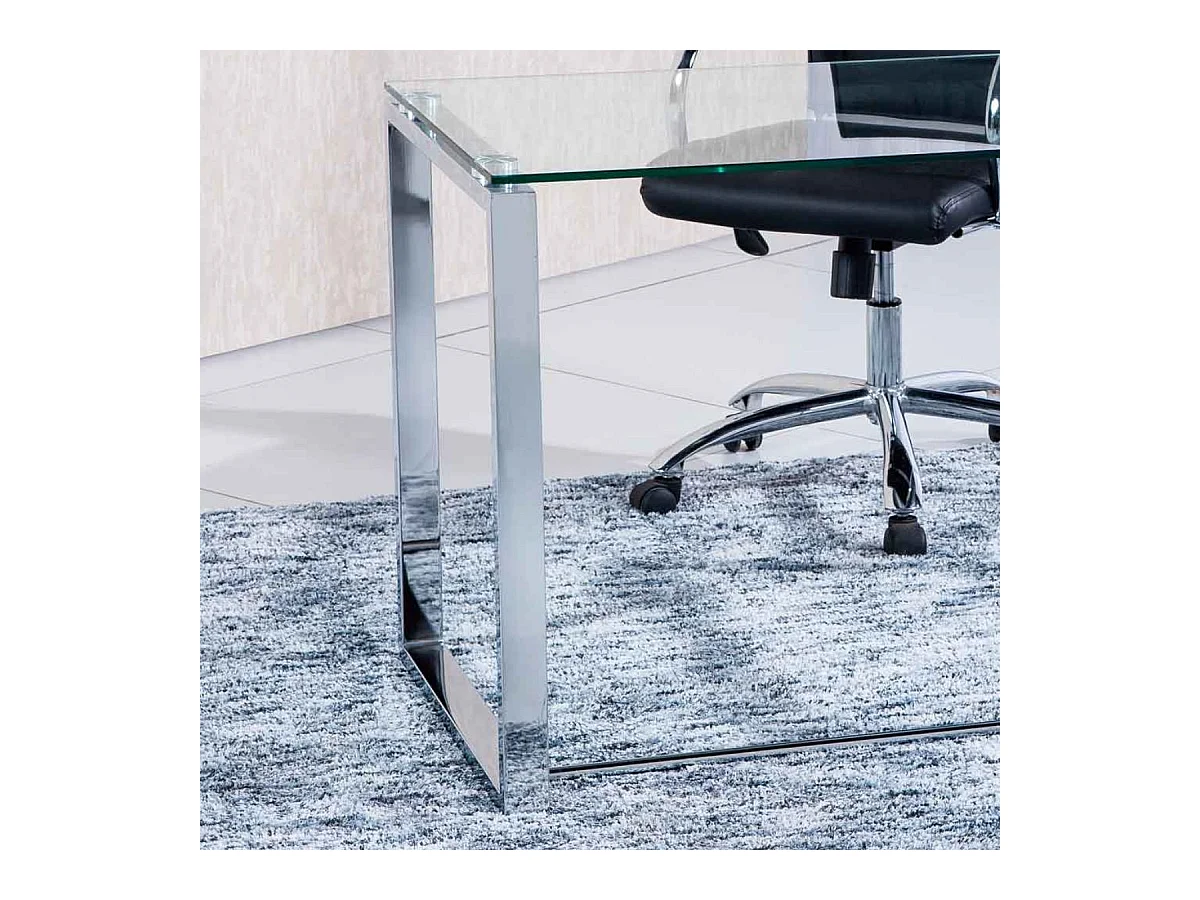 Mesa de estudio Benetto 120 cristal translúcido patas cromadas 73x120x60 cm Adec