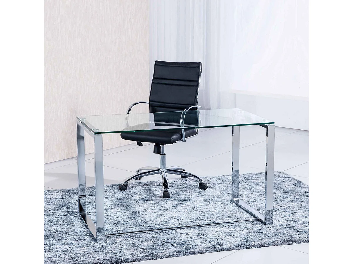 Mesa de estudio Benetto 120 cristal translúcido patas cromadas 73x120x60 cm Adec