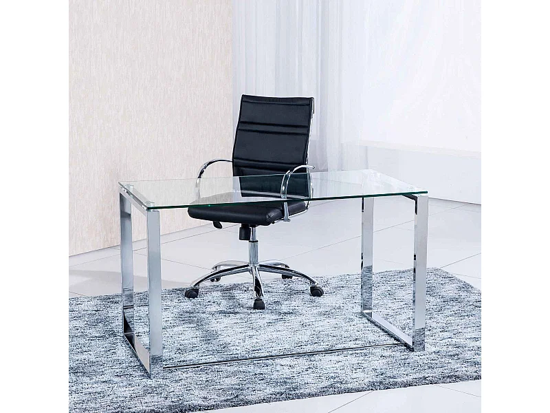 Mesa de estudio Benetto 120 cristal translúcido patas cromadas 73x120x60 cm Adec