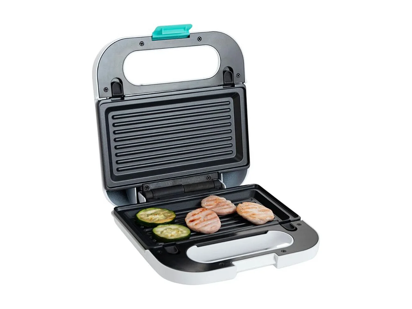 Sandwichera 3 en 1 Gallery Dcook 750W 3 placas intercambiables blanco/azul