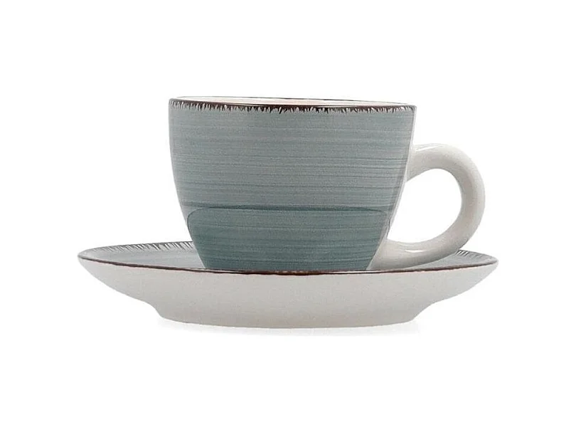 Pack de 6 tazas Vita Morning Quid con platillo cerámica turquesa 9 cl
