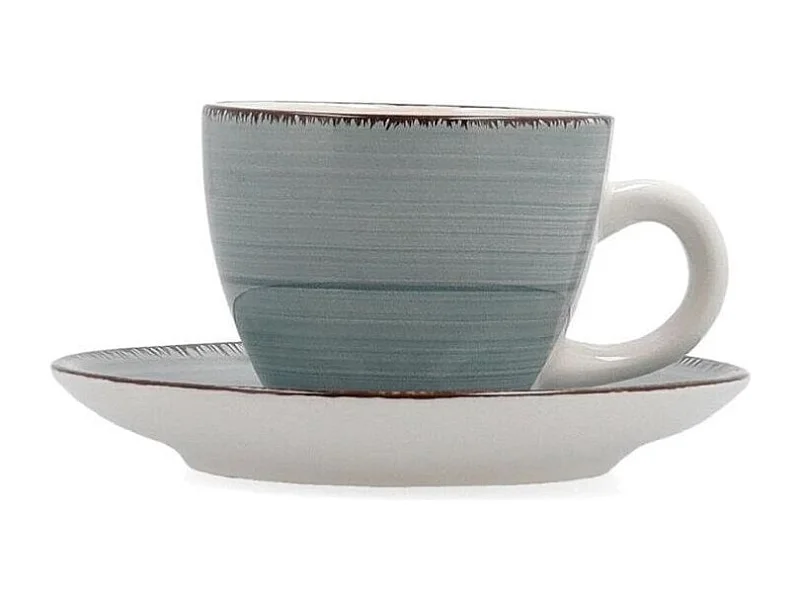 Pack de 6 tazas Vita Morning Quid con platillo cerámica turquesa 9 cl