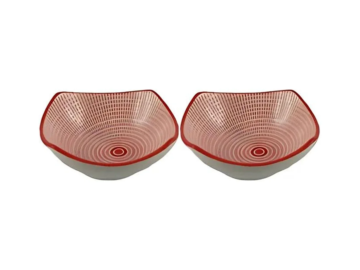 Pack de 3 cuencos para snack cerámica rojo 6x10x10 cm